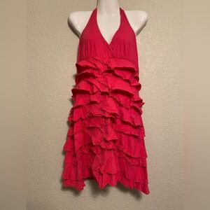 EXPRESS Hot Pink Halter Ruffle Dress